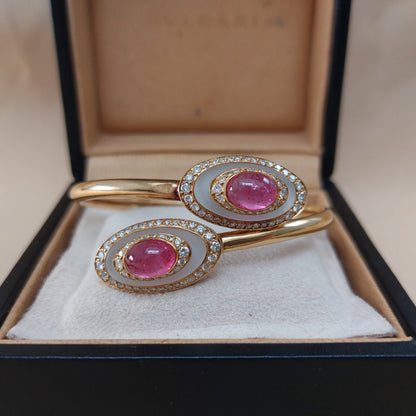 Vintage Bulgari Tourmaline and Diamond Bracelet Bangle