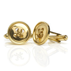 Vintage Button & Stitch Gold Cufflinks