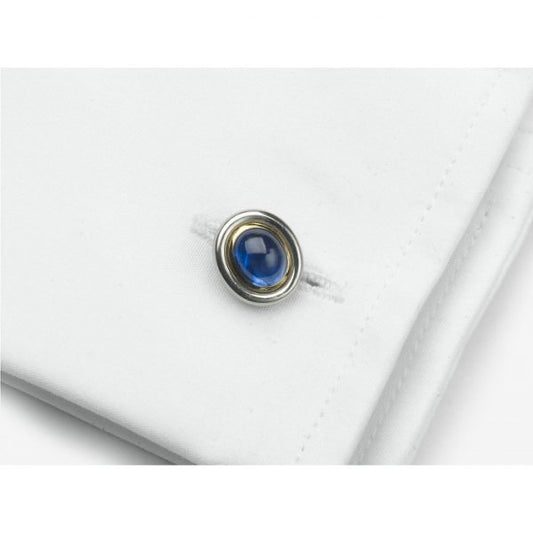 Vintage Cabochon Sapphire Gold & Platinum Cufflinks