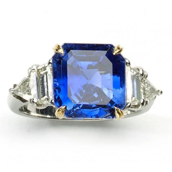 Vintage Cartier 7 Carat Sapphire Burma No Heat and Diamond Ring