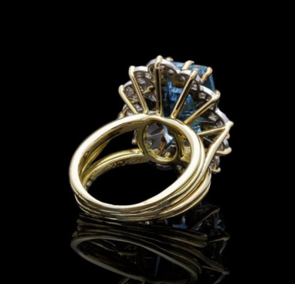 Vintage Cartier Aquamarine Diamond Cluster Ring