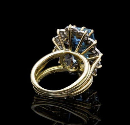 Vintage Cartier Aquamarine Diamond Cluster Ring