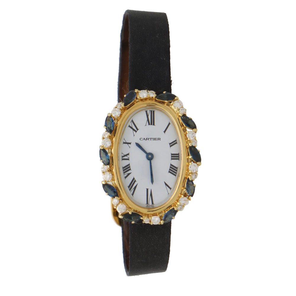 Vintage Cartier Baignoire Sapphire and Diamond Dress Watch