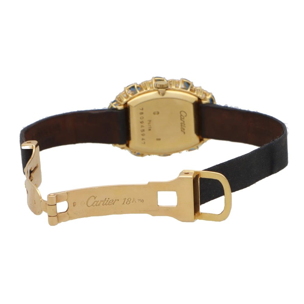 Vintage Cartier Baignoire Sapphire and Diamond Dress Watch