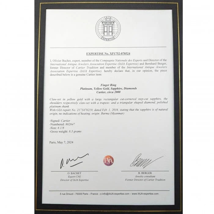 Vintage Cartier 7 Carat Sapphire Burma No Heat and Diamond Ring