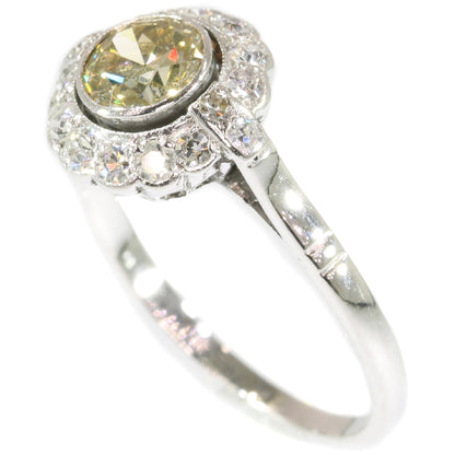 Vintage Champagne Diamond White Gold Ring