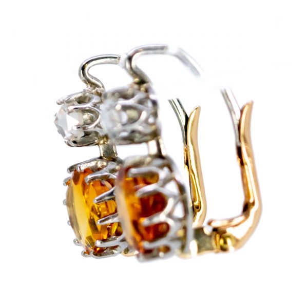 Vintage Citrine and Diamond Drop Earrings