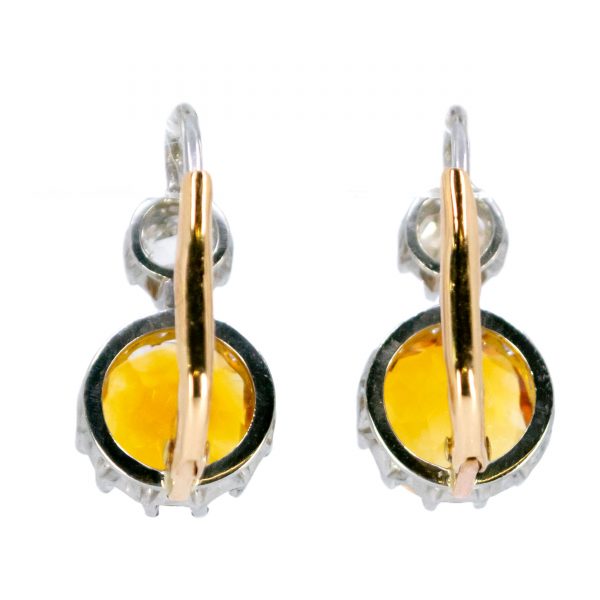 Vintage Citrine and Diamond Drop Earrings