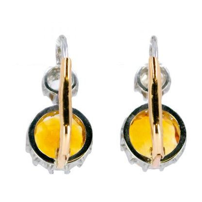 Vintage Citrine and Diamond Drop Earrings