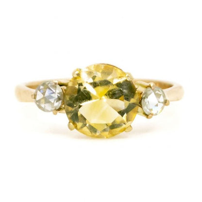 Vintage Citrine and Diamond Gold Ring