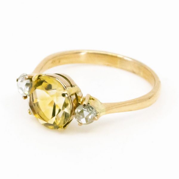 Vintage Citrine and Diamond Gold Ring