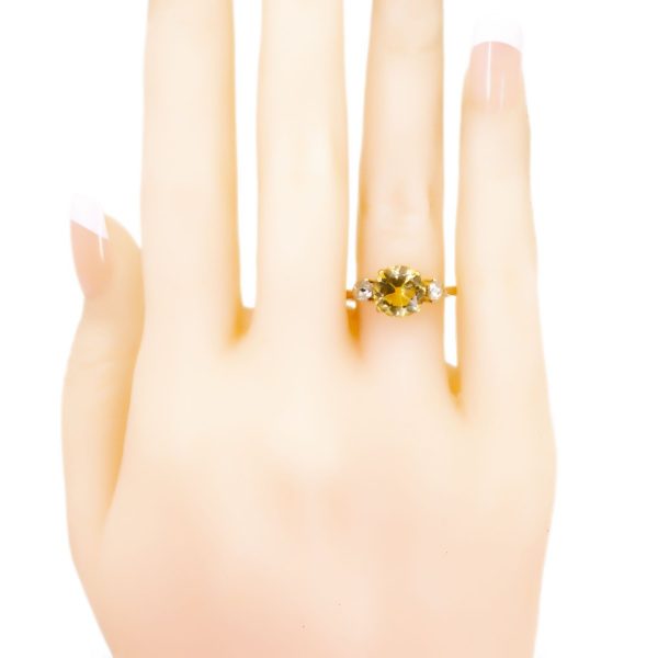 Vintage Citrine and Diamond Gold Ring