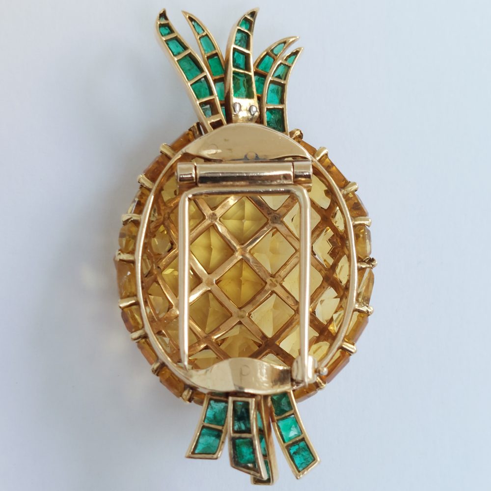 Vintage Citrine and Emerald Pineapple Brooch
