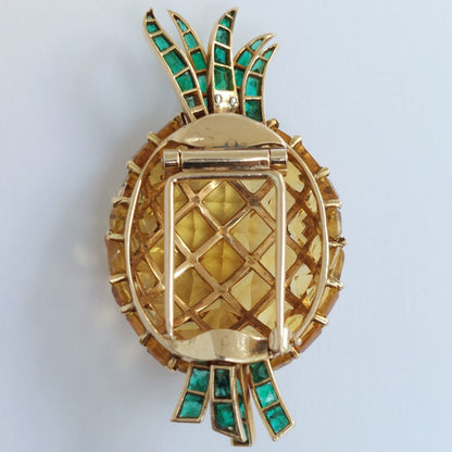 Vintage Citrine and Emerald Pineapple Brooch
