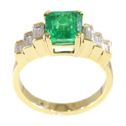 Vintage Colombian Emerald Diamond 18ct Gold Ring