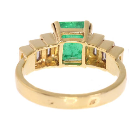 Vintage Colombian Emerald Diamond 18ct Gold Ring