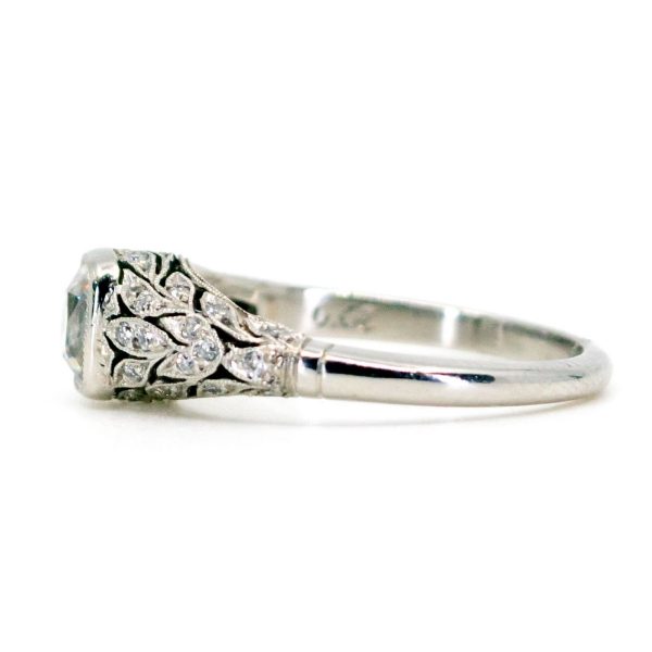 Vintage Cushion Cut Diamond Platinum Ring