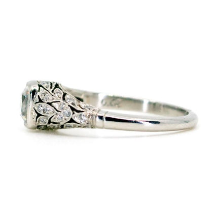 Vintage Cushion Cut Diamond Platinum Ring