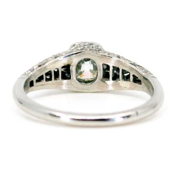 Vintage Cushion Cut Diamond Platinum Ring