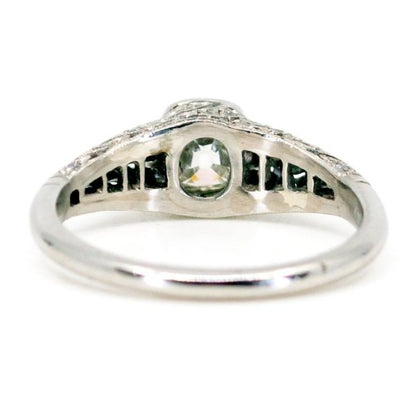 Vintage Cushion Cut Diamond Platinum Ring