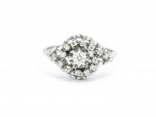 Vintage Diamond 0.24ct Crossover Cluster Ring