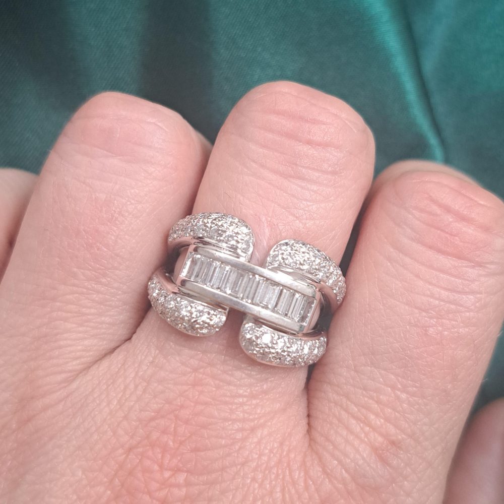 Vintage Diamond Buckle Dress Ring