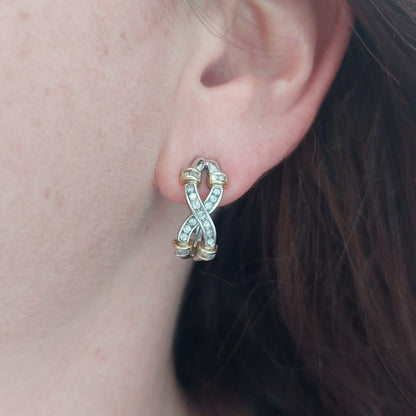 Vintage Diamond Criss Cross Clip Earrings