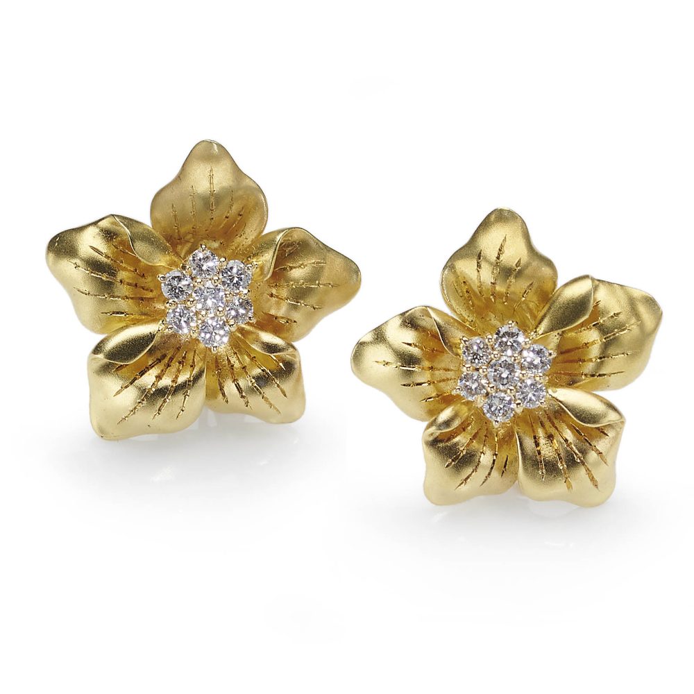 Vintage Diamond Flower Earrings, 1.40ct