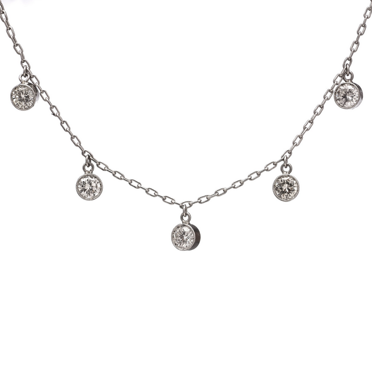 Vintage Diamond Pendant Drop Necklace, 1 carat