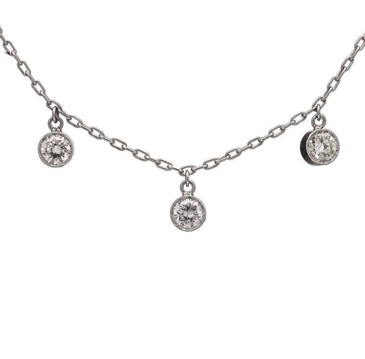 Vintage Diamond Pendant Drop Necklace, 1 carat