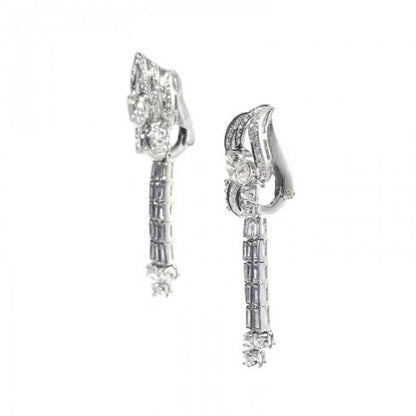 Vintage Diamond Platinum Drop Earrings, 5.35 Carats