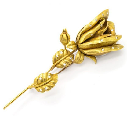 Vintage Diamond Rose Brooch