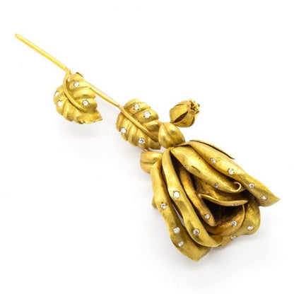 Vintage Diamond Rose Brooch