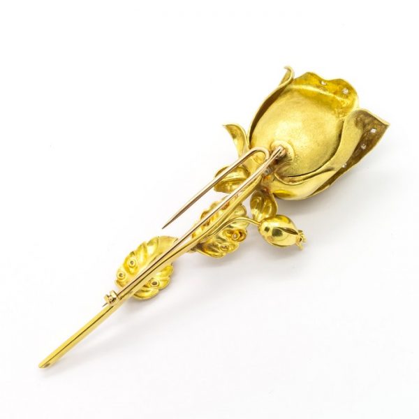 Vintage Diamond Rose Brooch