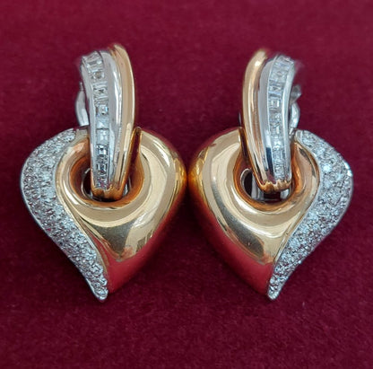 Vintage Diamond Set Abstract Clip Earrings, 4cts