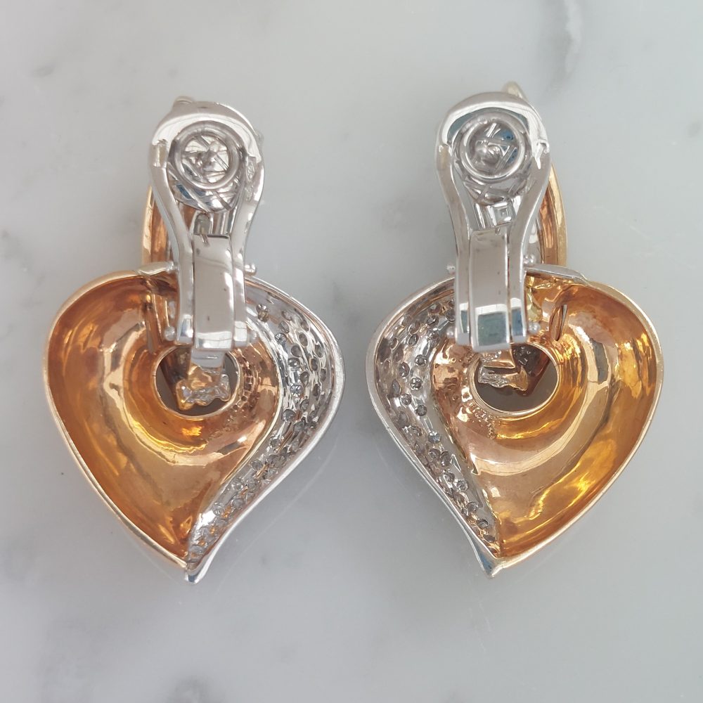 Vintage Diamond Set Abstract Clip Earrings, 4cts