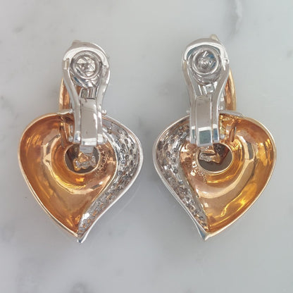 Vintage Diamond Set Abstract Clip Earrings, 4cts