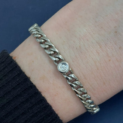 Vintage Diamond Set Curb White Gold Bracelet, 0.50ct