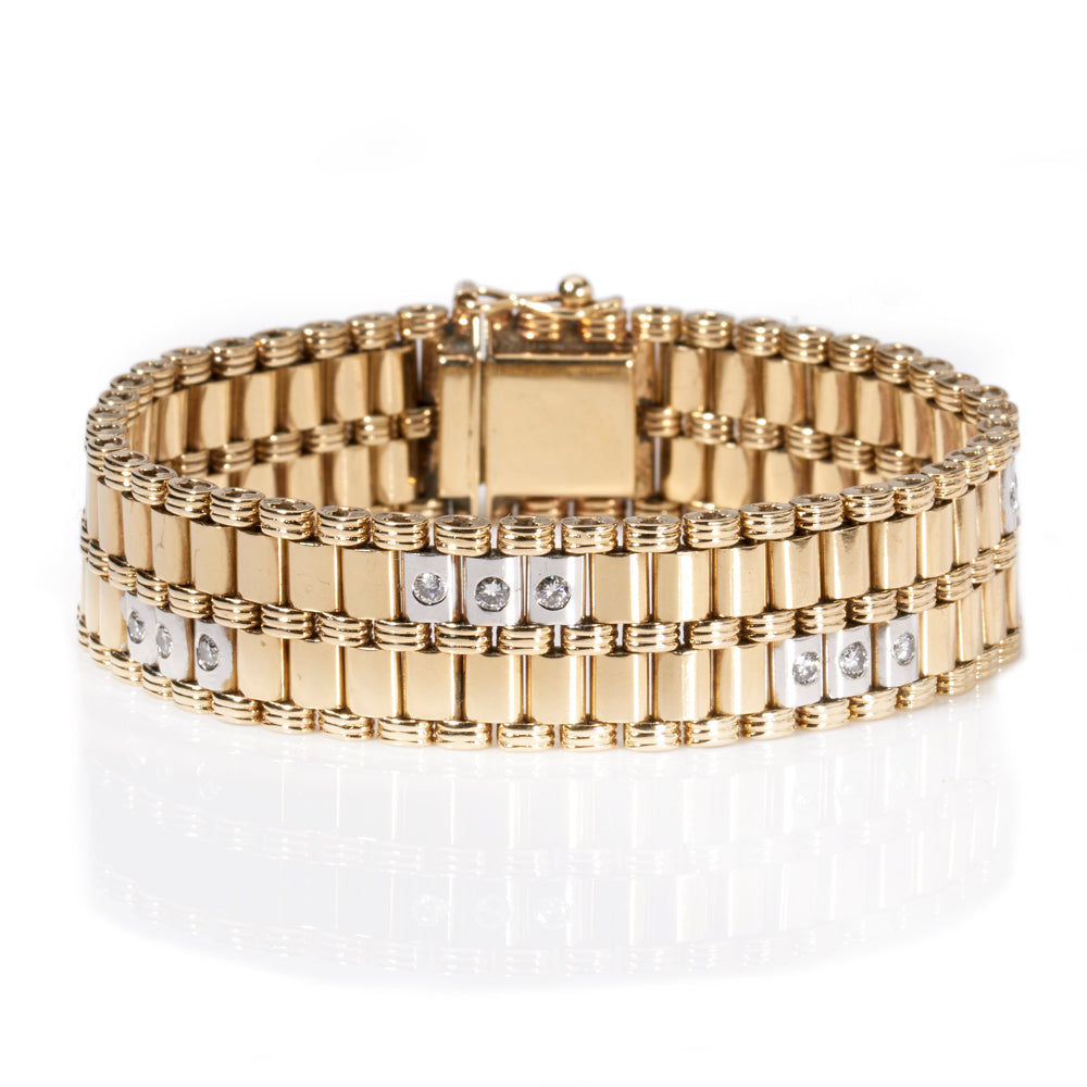 Vintage Diamond Set Cylinder Link Bracelet