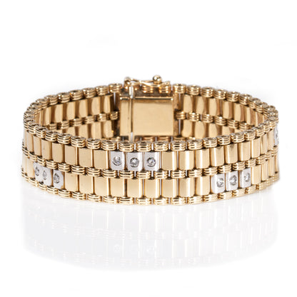 Vintage Diamond Set Cylinder Link Bracelet