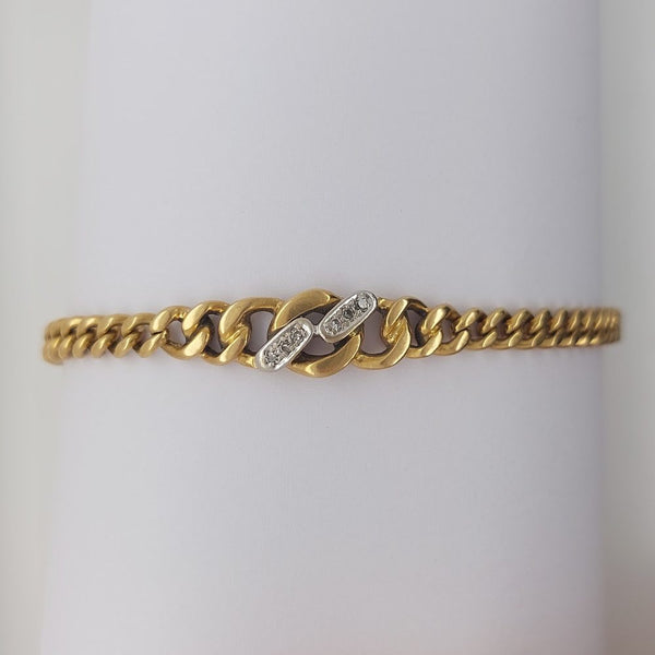 Vintage Diamond Set Gold Curb Link Bracelet