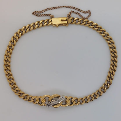 Vintage Diamond Set Gold Curb Link Bracelet