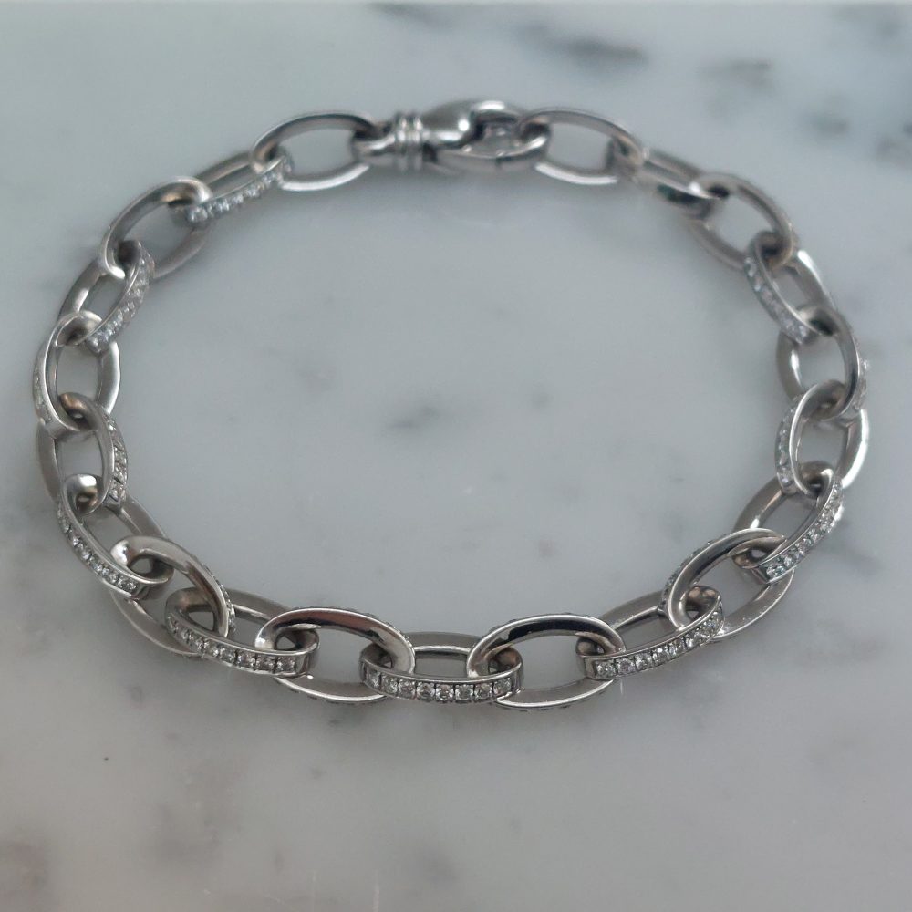 Vintage Diamond Set Oval Link Bracelet