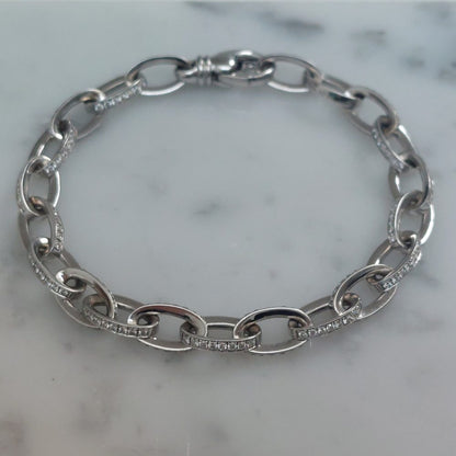 Vintage Diamond Set Oval Link Bracelet