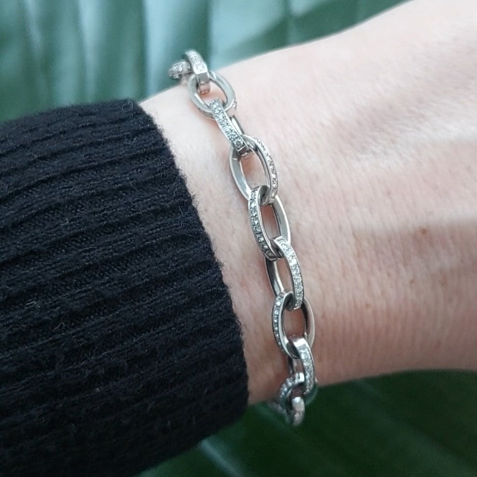 Vintage Diamond Set Oval Link Bracelet