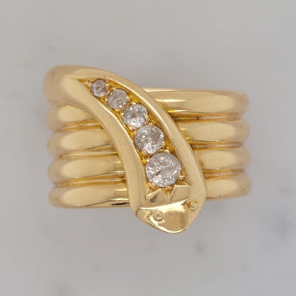 Vintage Diamond Set Snake Ring