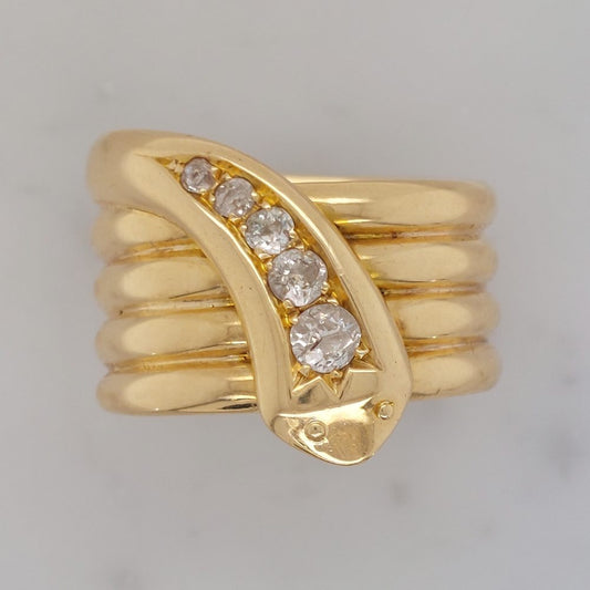 Vintage Diamond Set Snake Ring