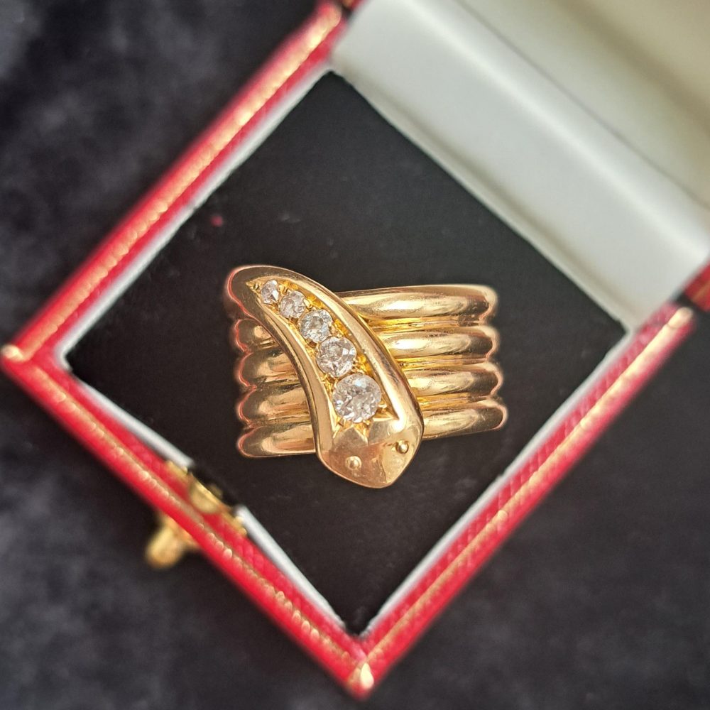 Vintage Diamond Set Snake Ring