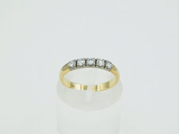 Vintage Diamond Set White and Yellow Gold Band Ring
