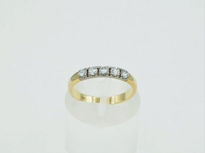 Vintage Diamond Set White and Yellow Gold Band Ring
